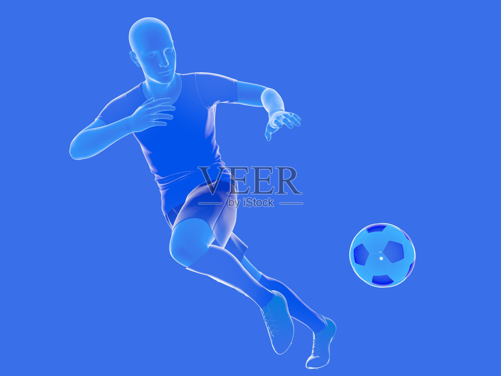 3d插图的足球(足球)球员的背景。照片摄影图片