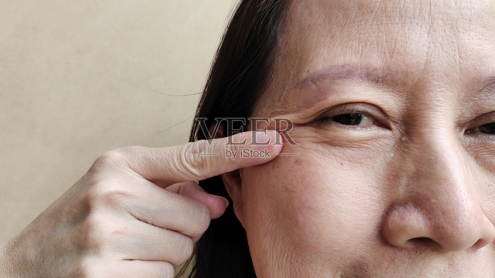 Premium Photo | Asian elderly old woman face and eye with wrinkles ...