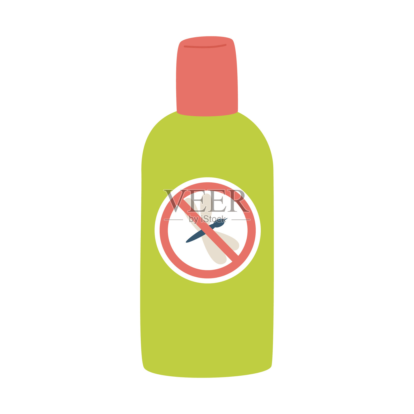 瓶子里有驱蚊喷雾。防止蚊子和其他昆虫叮咬。预防虫咬的喷雾剂。矢量插图卡通风格插画图片素材_ID:374327005-Veer图库