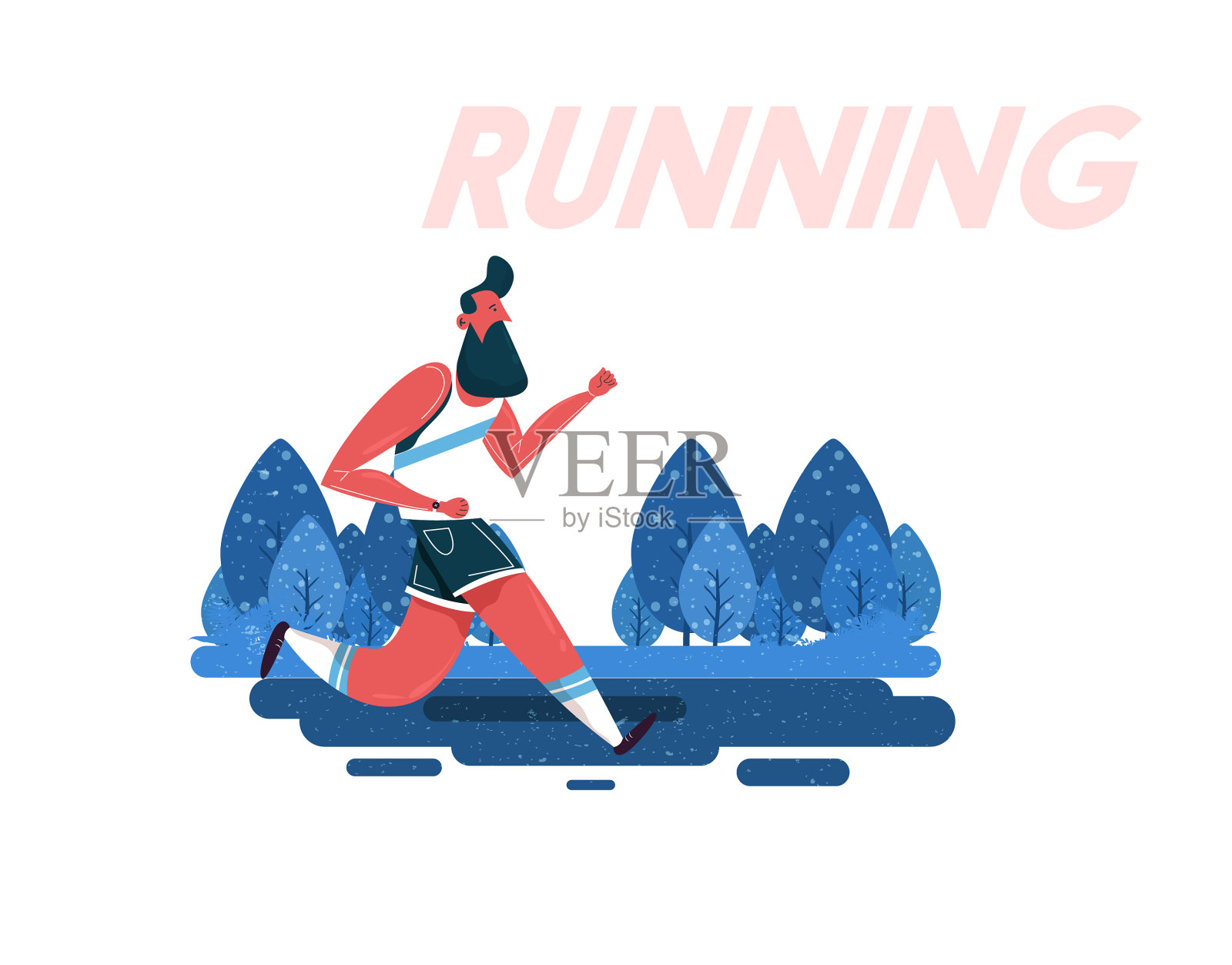 跑步男子卡通人物慢跑插画图片素材