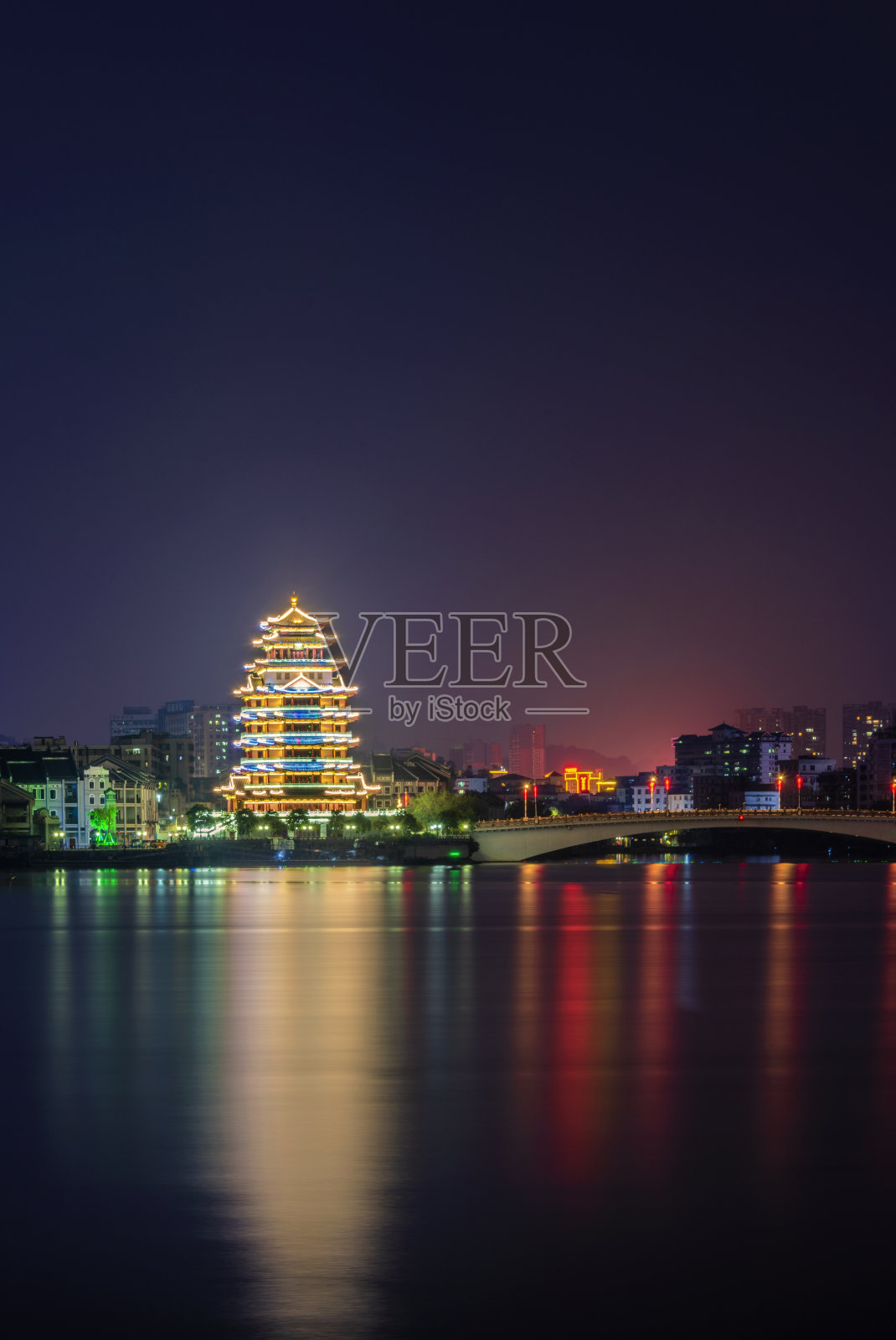 中国广东惠州东江合江楼夜景照片摄影图片