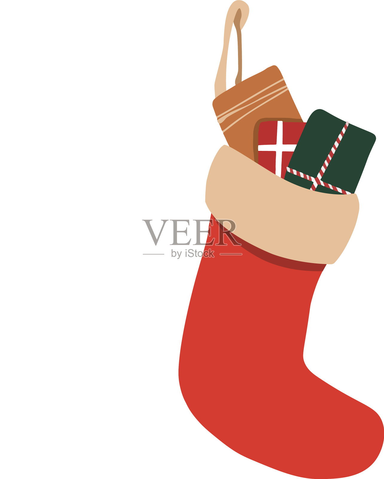 圣诞袜和圣诞礼物插画图片素材