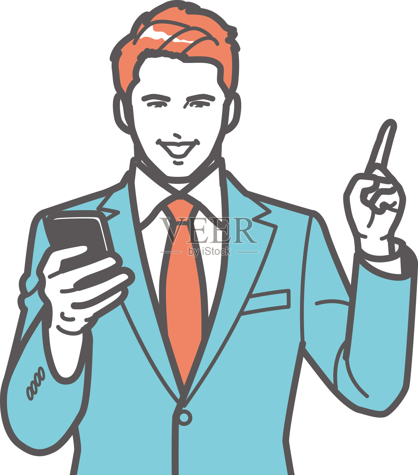 拿着手机的卡通商务男士平面广告素材免费下载(图片编号:4689941)-六图网