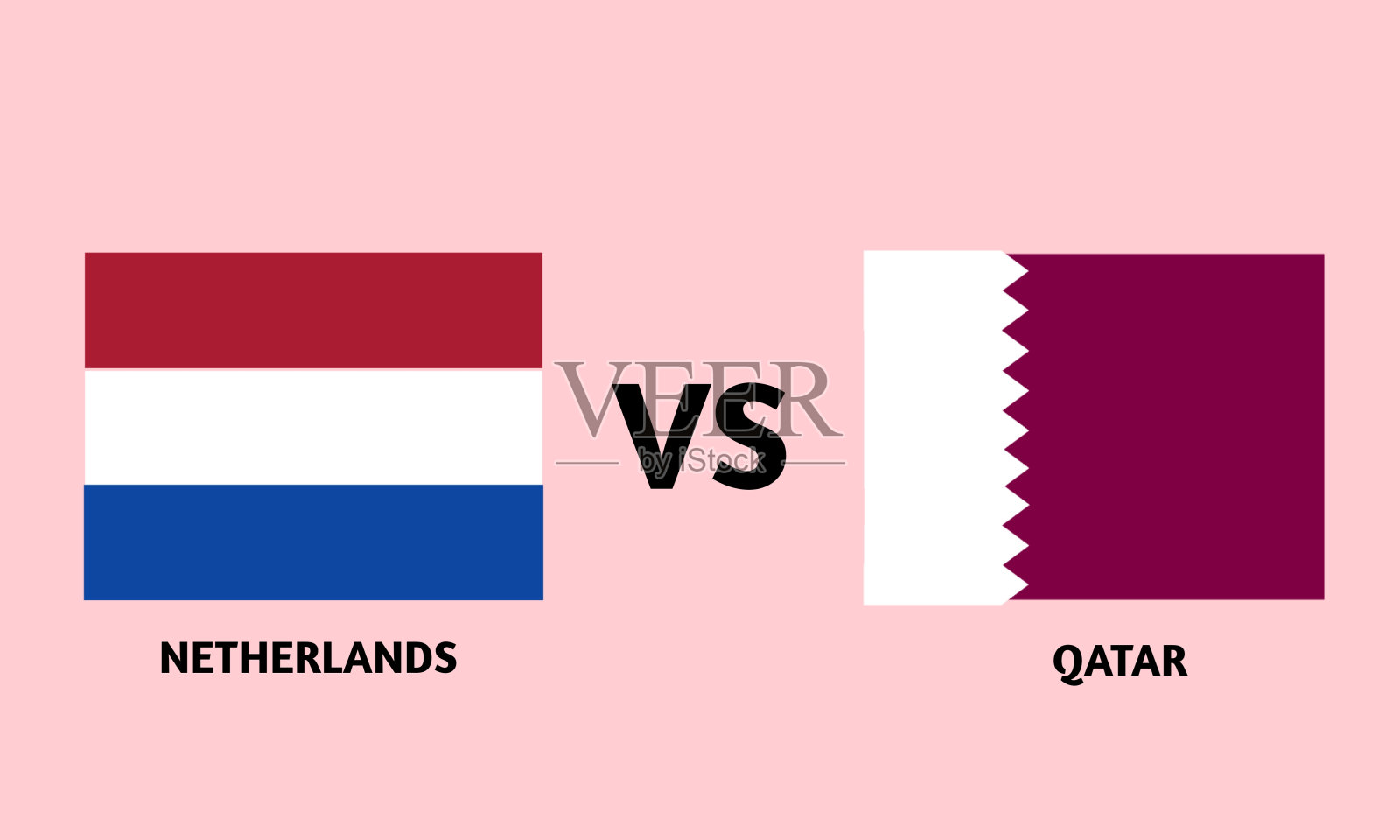 卡塔尔和荷兰。足球比赛。插画图片素材