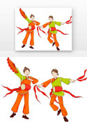国庆扭秧歌国庆节打腰鼓女士人物元素符号图片