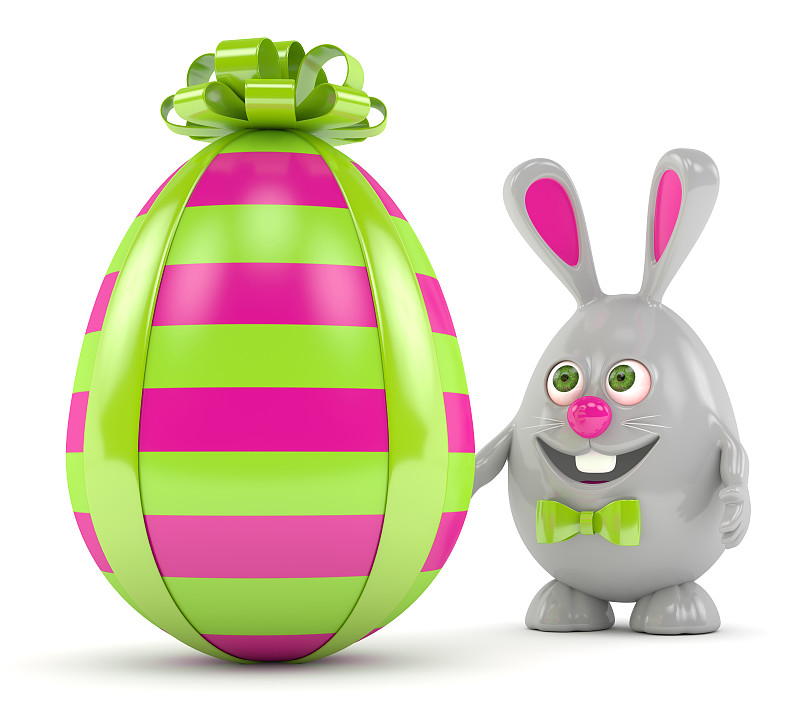 复活节兔子蛋与礼物蛋的3d渲染图片素材